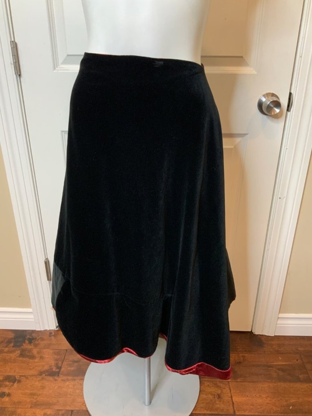 Ivan Grundahl Black Velvet A-Line Asymmetrical Skirt, Size 38 | 8